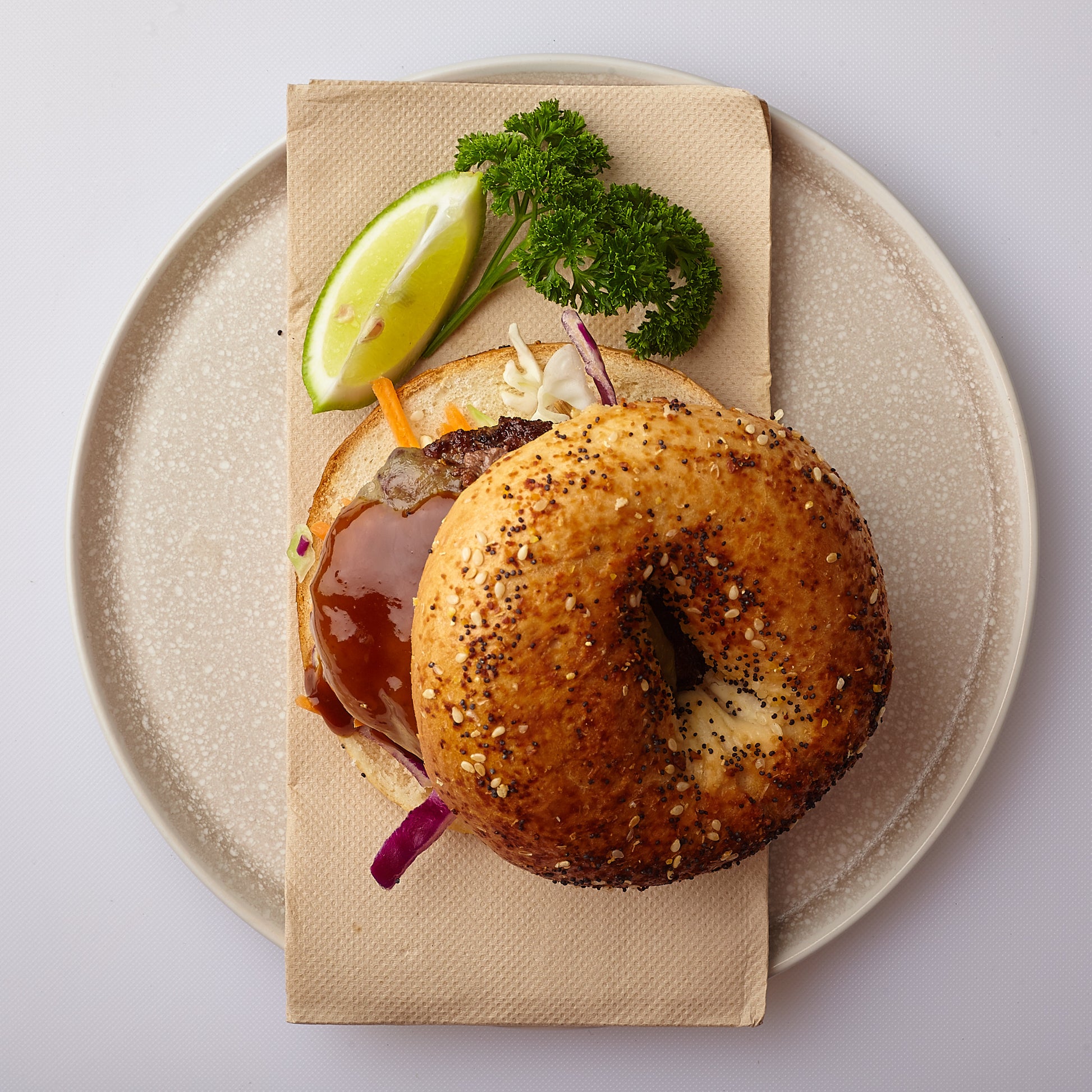 Nan's Tomato relish goes so well with Wagu Beef Bagle burger. One of Chef Damo's specialties.