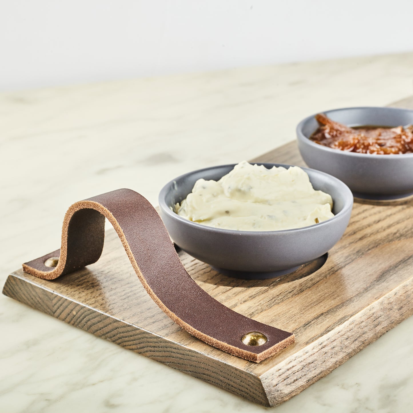 Limited - Wooden Serving Platter with Leather Handles